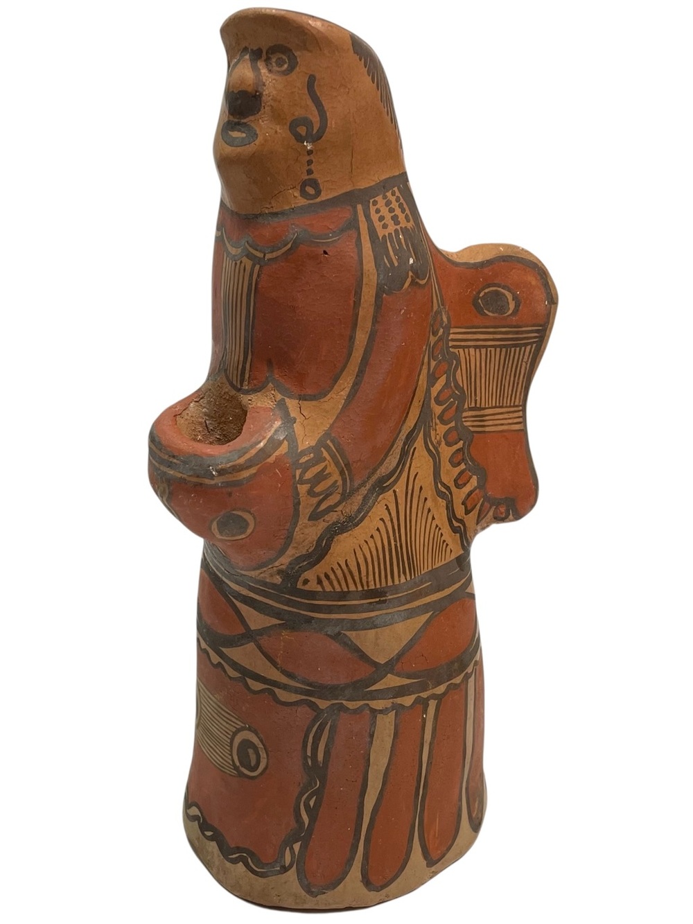 Vintage 1970s Mexican Guerrero Ameyaltepec Oapan Ceramic Clay Folk Art Angel 9"